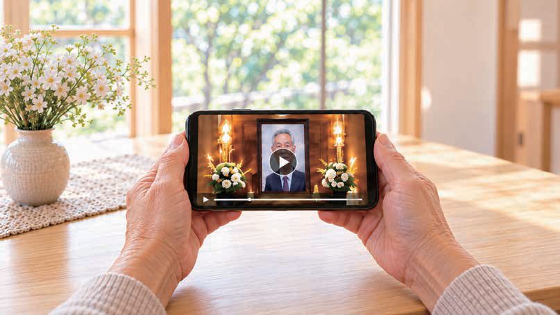 スマートフォンに映る故人様の供養映像